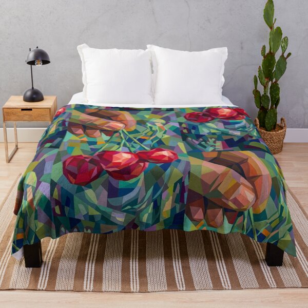 Item preview, Abstract Cubist Cherries | Retro Geometric Fruit Mosaic | Avant-Garde Teal and Crimson Kitchen Decor designed and sold by SergioMiklos.