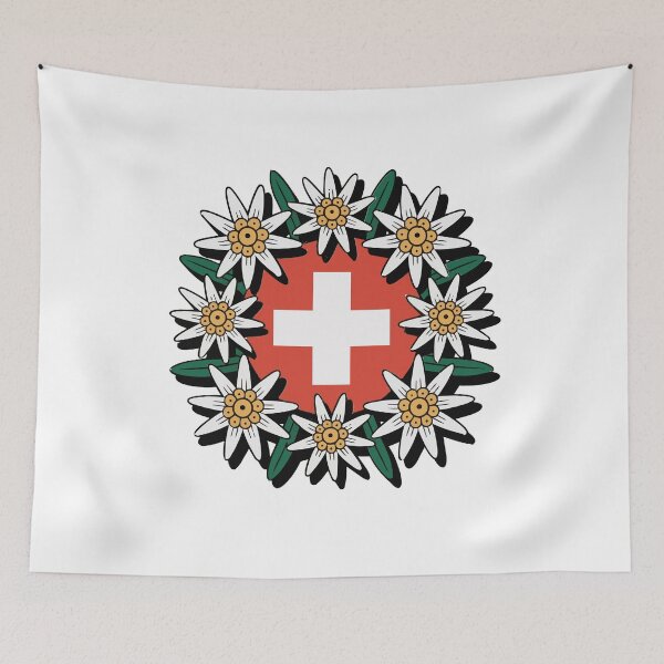 Item preview, Swiss Flag Edelweiss Alpine Hiker Design designed and sold by AntiqueImages.
