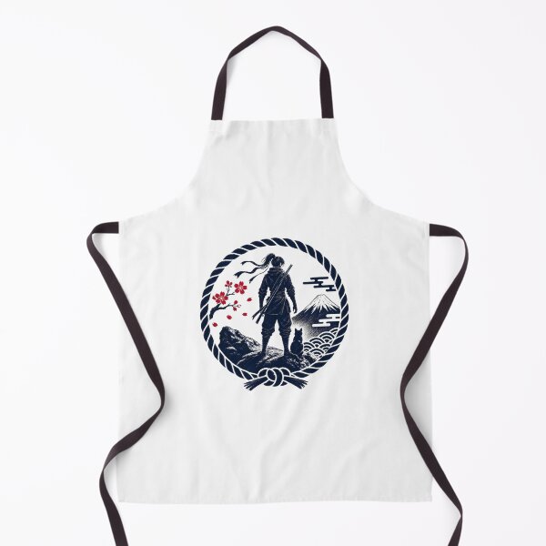 Item preview, Female Ninja & Cat Watching Mt. Fuji | Japanese Rope Circle Art designed and sold by Aguri-tei.