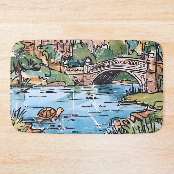 Item preview, Central Park NYC Cute Landscape Retro Skyline Background Turtle designed and sold by HowToCanadian.