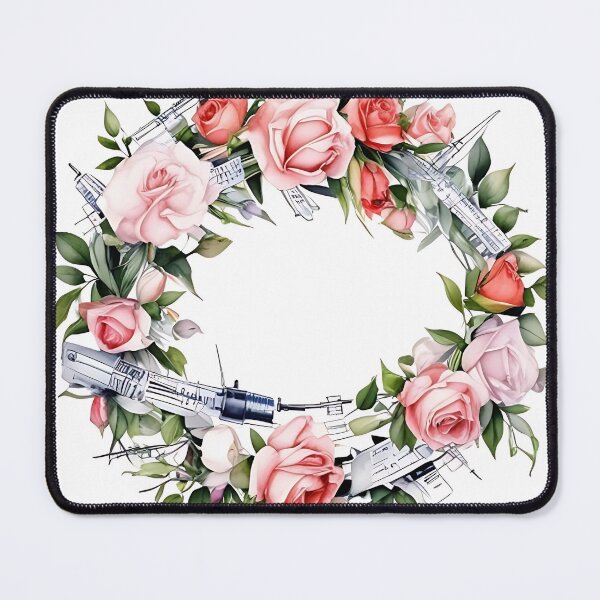 Item preview, Syringe Roses: Watercolor Floral Wreath with Medic designed and sold by Mercella-Inc.