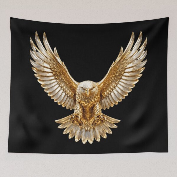 Item preview, Golden Chrome Eagle | Majestic Metallic Wings Ar designed and sold by Rawafi Art Studio.