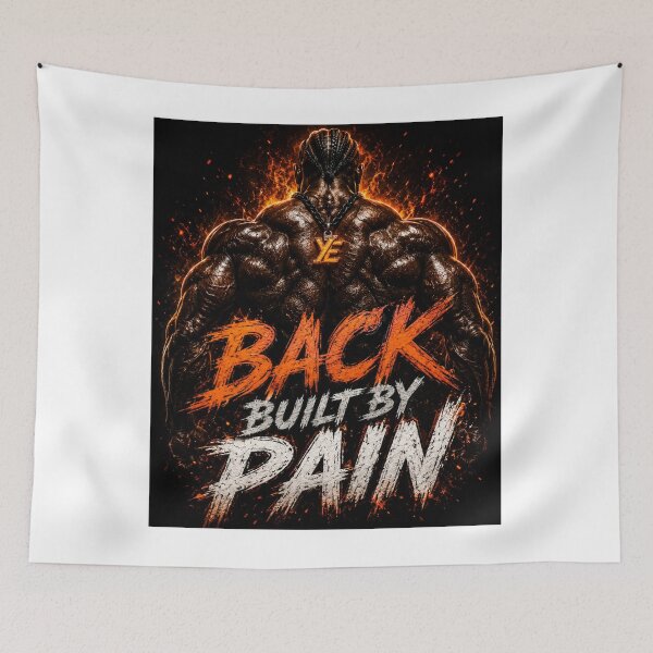 Item preview, BACK BUILT BY PAIN – YAYA ELITE Dark Gym Motivation Design designed and sold by YAYA ELITE STREETWEAR.