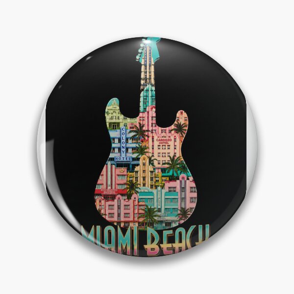Item preview, Miami Beach Guitar Shirt - Art Deco Hotels Gift for Music Lovers designed and sold by UrbanPrintVibes.
