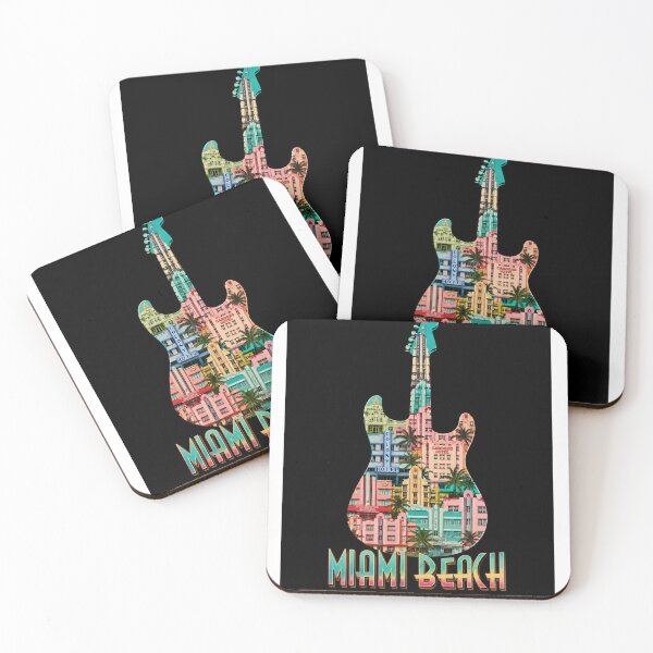 Item preview, Miami Beach Guitar Shirt - Art Deco Hotels Gift for Music Lovers designed and sold by UrbanPrintVibes.