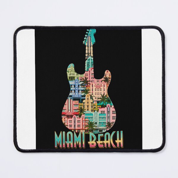 Item preview, Miami Beach Guitar Shirt - Art Deco Hotels Gift for Music Lovers designed and sold by UrbanPrintVibes.