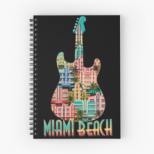 Item preview, Miami Beach Guitar Shirt - Art Deco Hotels Gift for Music Lovers designed and sold by UrbanPrintVibes.