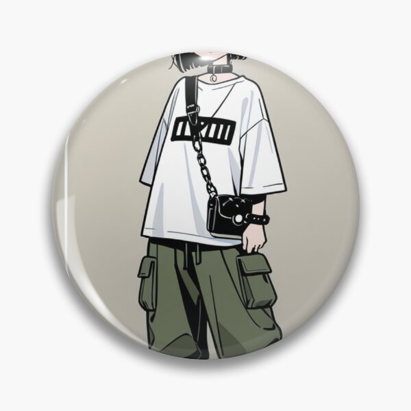 Item preview, Fashion - Man in Black Top Cargo Pants Chain Wallet Streetwear Anime designed and sold by AnimeShin.