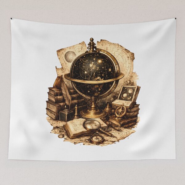Item preview, Antique Celestial Globe Scholar's Desk designed and sold by PatiImagination.