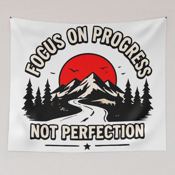 Item preview, Focus on Progress, Not Perfection | Motivational Growth Mindset Design designed and sold by FAFshop.