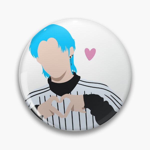Item preview, Cute Blue Hair Aesthetic Boy Heart Pose Minimal Vector Art designed and sold by suh shop.