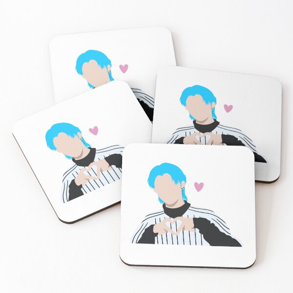 Item preview, Cute Blue Hair Aesthetic Boy Heart Pose Minimal Vector Art designed and sold by suh shop.