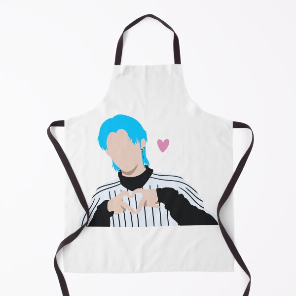 Item preview, Cute Blue Hair Aesthetic Boy Heart Pose Minimal Vector Art designed and sold by suh shop.