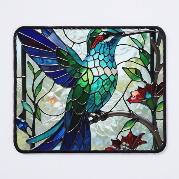 Item preview, Stained Glass Hummingbird Art designed and sold by Articora.