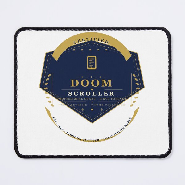 Item preview, Certified Doomscroller Badge — Funny Vintage Military Shield Sticker | Social Media Humor Gift designed and sold by Mega-Shopping.