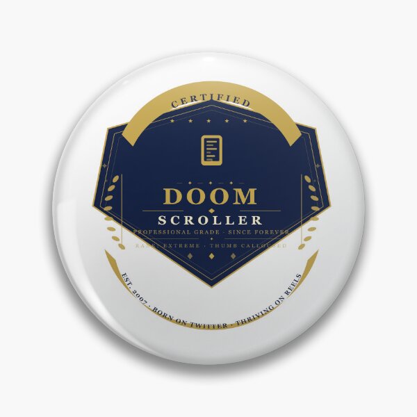 Item preview, Certified Doomscroller Badge — Funny Vintage Military Shield Sticker | Social Media Humor Gift designed and sold by Mega-Shopping.