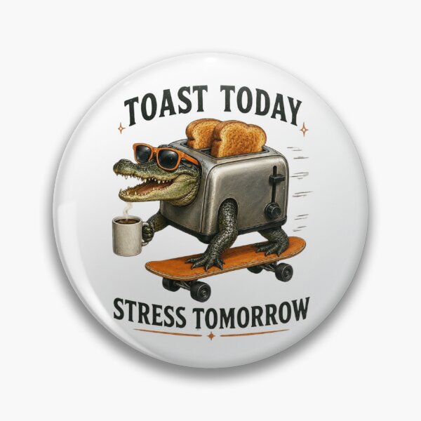 Item preview, Toast Today Stress Tomorrow – Funny Crocodile Toaster Skateboard designed and sold by Cutie Galore.