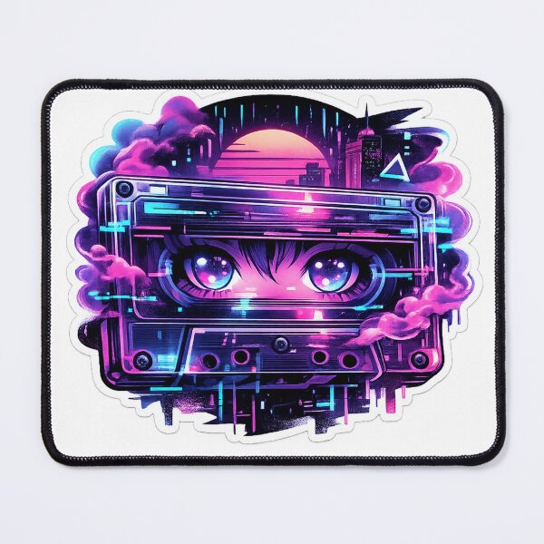 Item preview, Neon Cassette Eyes Vaporwave Sticker designed and sold by RDcollections.