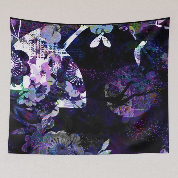 Item preview, Midnight Botanical Vase – Amethyst Edition | Abstract Floral Collage Art designed and sold by BatNature.