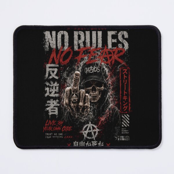 Item preview, No Rules No Fear - Anarchist Skull & Middle Finger | Dark Streetwear Grunge designed and sold by saamessart.