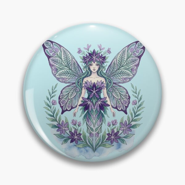 Item preview, Stylized faerie in purple and jade, on Turquoise designed and sold by Faerieglen.