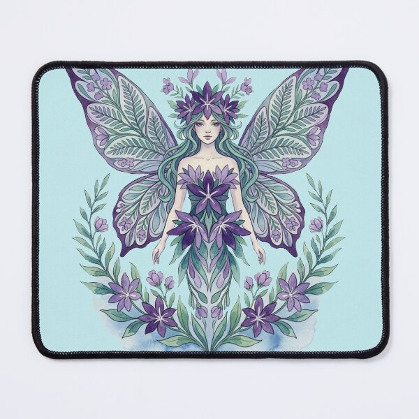 Item preview, Stylized faerie in purple and jade, on Turquoise designed and sold by Faerieglen.