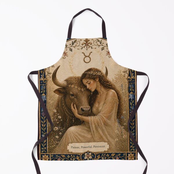 Item preview, Taurus Zodiac Maiden | Celtic Art | Medieval Fantasy Faux Embroidery Print designed and sold by doinitzart.