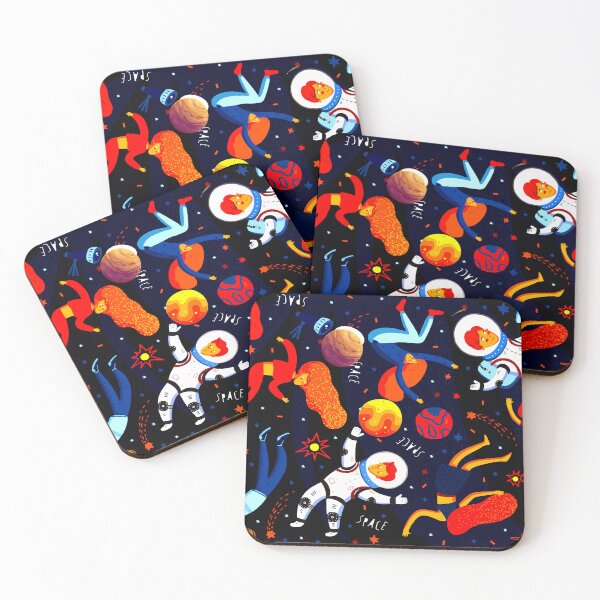Item preview, colorful cartoon astronauts and planets space pattern designed and sold by FahdSpaceArt.