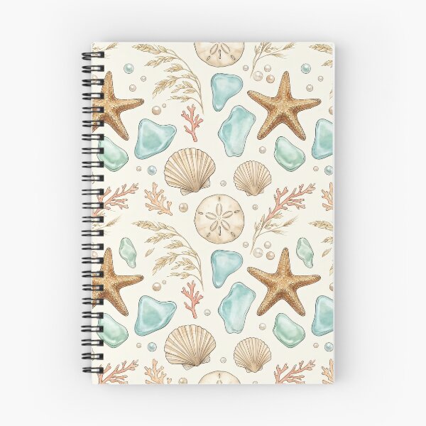 Item preview, Coastal Starfish & Sea Glass Seamless Pattern designed and sold by MoonwoodStudio.