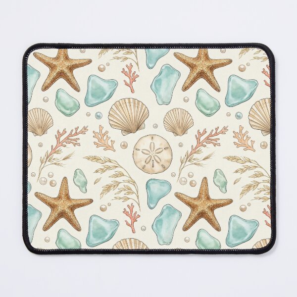 Item preview, Coastal Starfish & Sea Glass Seamless Pattern designed and sold by MoonwoodStudio.