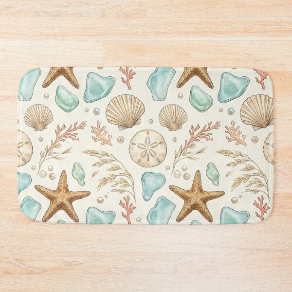Item preview, Coastal Starfish & Sea Glass Seamless Pattern designed and sold by MoonwoodStudio.