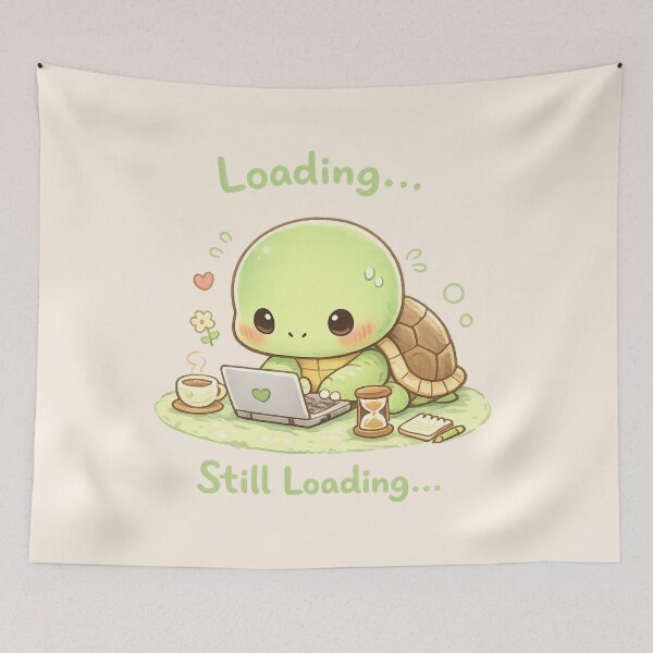 Item preview, Cute Slow Turtle Laptop Loading Meme - Loading....Still Loading | Kawaii Work From Home Humor Art designed and sold by PopCulturePixel.