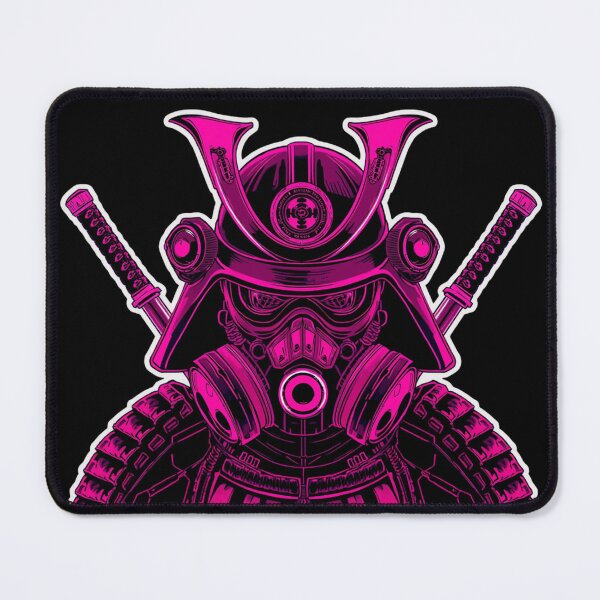 Item preview, Cyberpunk Samurai — Neon Pink Gas Mask Warrior with Crossed Katanas designed and sold by kummo-0319.