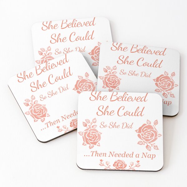 Item preview, She Believed She Could So She Did Then Needed a Nap - Funny Inspirational Tee designed and sold by RedRubyBubble.