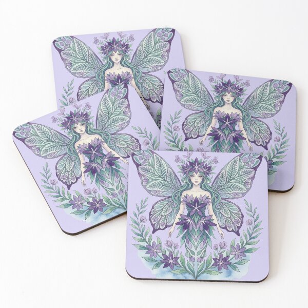 Item preview, Stylized faerie in purple and jade, on lavender designed and sold by Faerieglen.
