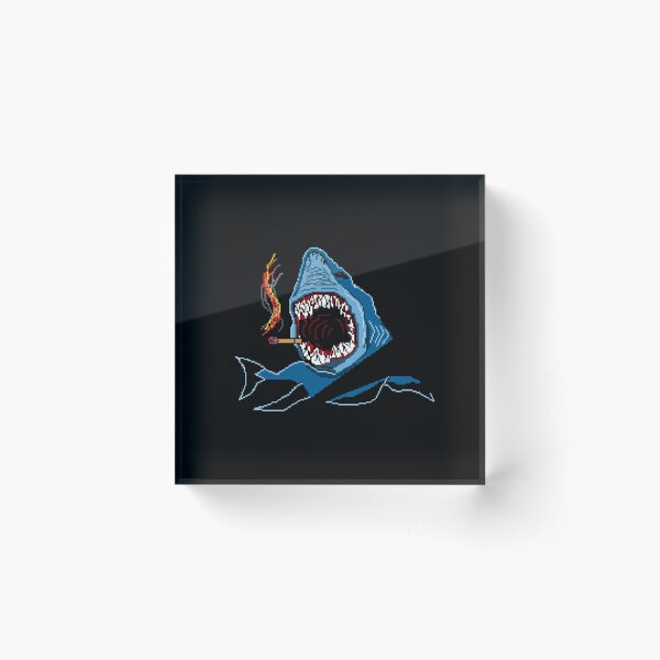 Item preview, Smoking Shark Retro Tattoo Pixel Art designed and sold by RetroRlx.