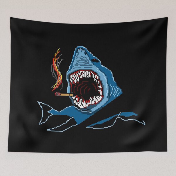 Item preview, Smoking Shark Retro Tattoo Pixel Art designed and sold by RetroRlx.