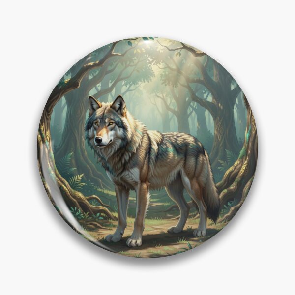 Item preview, Majestic Wolf in Enchanted Forest Art with Soft Light and Natural Woodland Atmosphere designed and sold by FotoworldEdel.