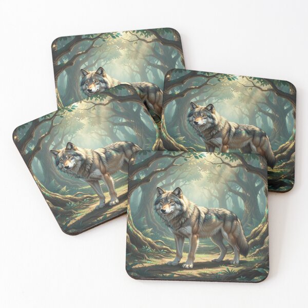 Item preview, Majestic Wolf in Enchanted Forest Art with Soft Light and Natural Woodland Atmosphere designed and sold by FotoworldEdel.