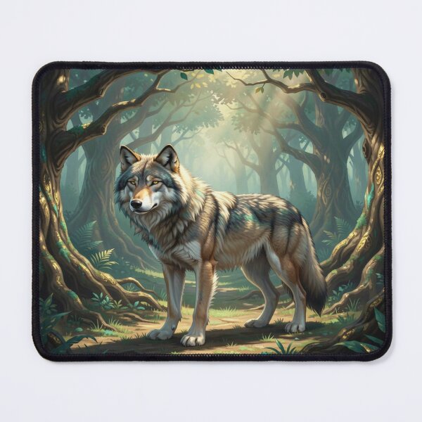 Item preview, Majestic Wolf in Enchanted Forest Art with Soft Light and Natural Woodland Atmosphere designed and sold by FotoworldEdel.