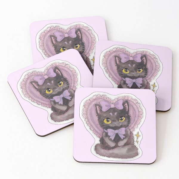 Item preview, Bows Kitty — Cute Hand Drawn Gothic Cat Art designed and sold by Darkfully-Done.