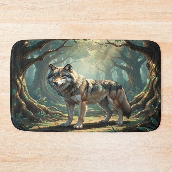 Item preview, Majestic Wolf in Enchanted Forest Art with Soft Light and Natural Woodland Atmosphere designed and sold by FotoworldEdel.