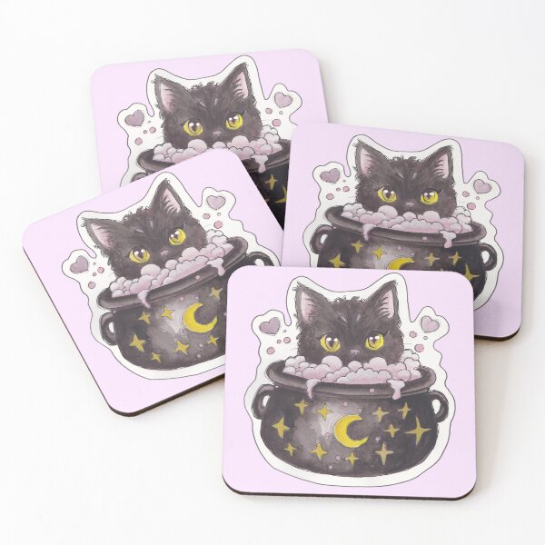 Item preview, Cauldron Kitty — Cute Hand Drawn Gothic Cat Art designed and sold by Darkfully-Done.