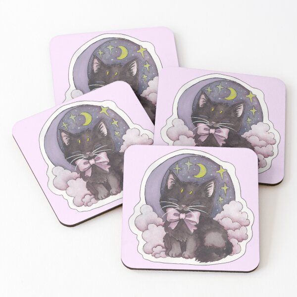 Item preview, Clouds Kitty — Cute Hand Drawn Gothic Cat Art designed and sold by Darkfully-Done.