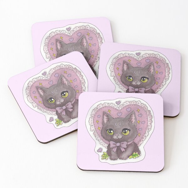 Item preview, Heart Kitty — Cute Hand Drawn Gothic Cat Art designed and sold by Darkfully-Done.