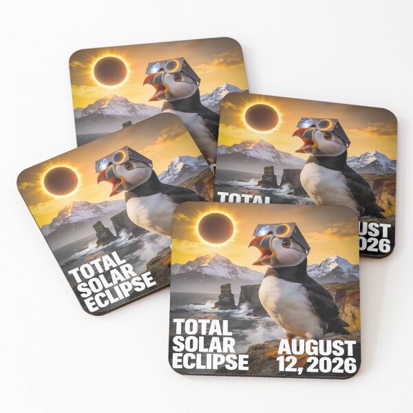 Item preview, Total Solar Eclipse Iceland Puffin Selfie August 12 2026 Funny Eclipse Watching Souvenir designed and sold by CutOutIdols.