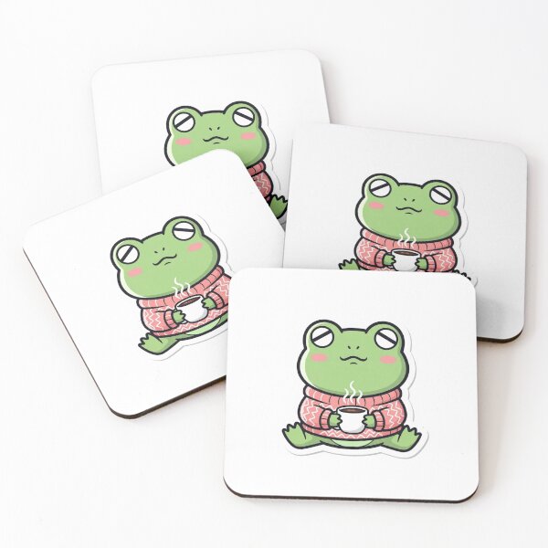 Item preview, Kawaii Frog Drinking Coffee | Whimsical Animal Artwork designed and sold by MMK1SHOP.