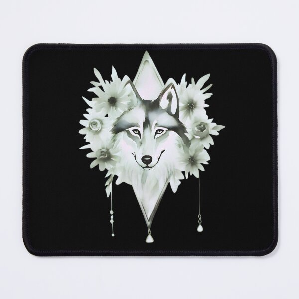 Item preview, Monochrome Ethereal White Wolf Diamond Graphic Art designed and sold by TrinovaCreates.