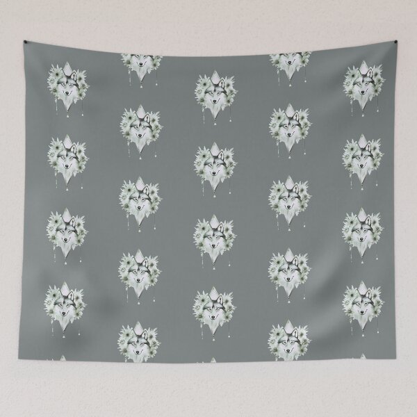 Item preview, Monochrome Ethereal White Wolf Diamond Graphic Art designed and sold by TrinovaCreates.