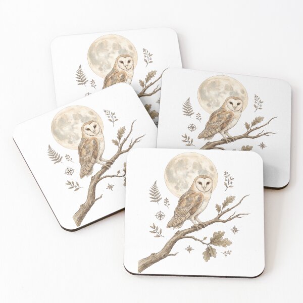 Item preview, Barn Owl on Moonlit Branch | Celestial Botanical Style designed and sold by Ortsas.